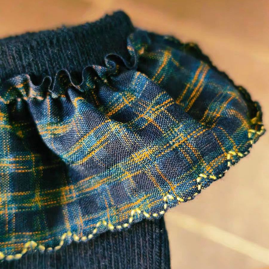 Plaid Ruffle Cuff Vintage Feminine Socks