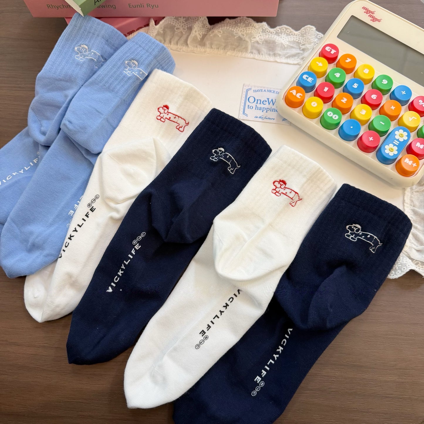 Spring Minimalist Puppy Crew Socks