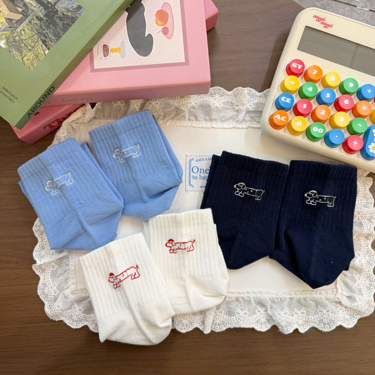 Spring Minimalist Puppy Crew Socks