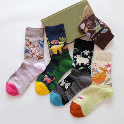 Artistic Oil Painting Style Animal Socks