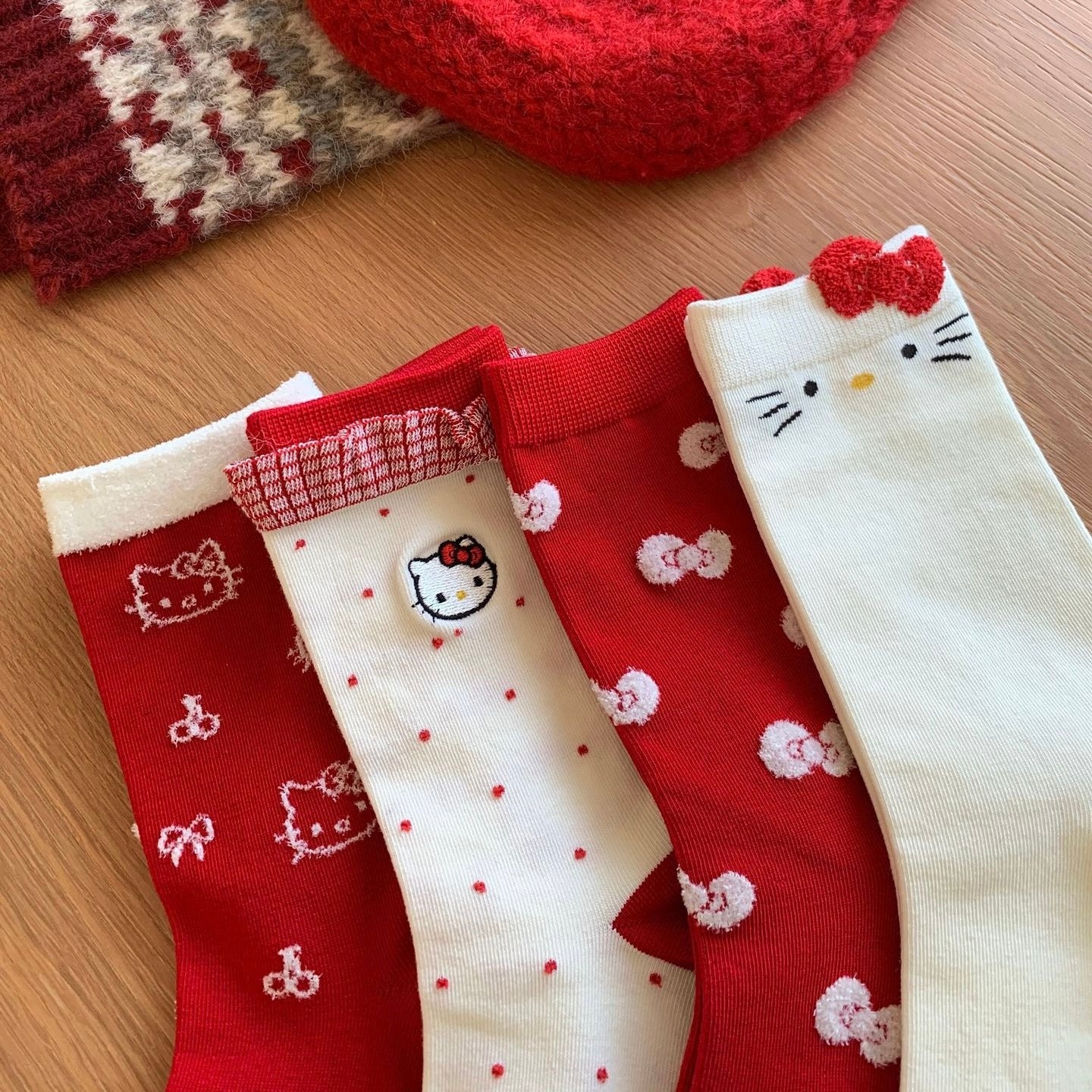 Cute Kitty Face Cotton Crew Socks