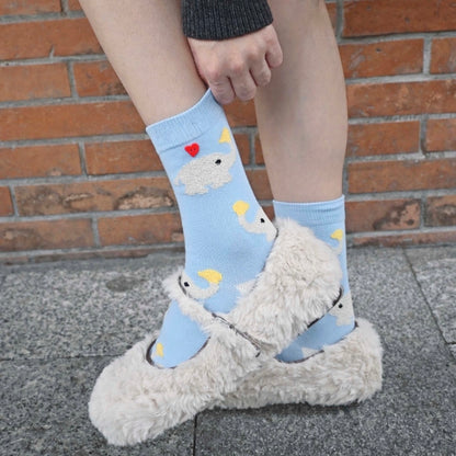 Cute Plush Elephant Crew Socks
