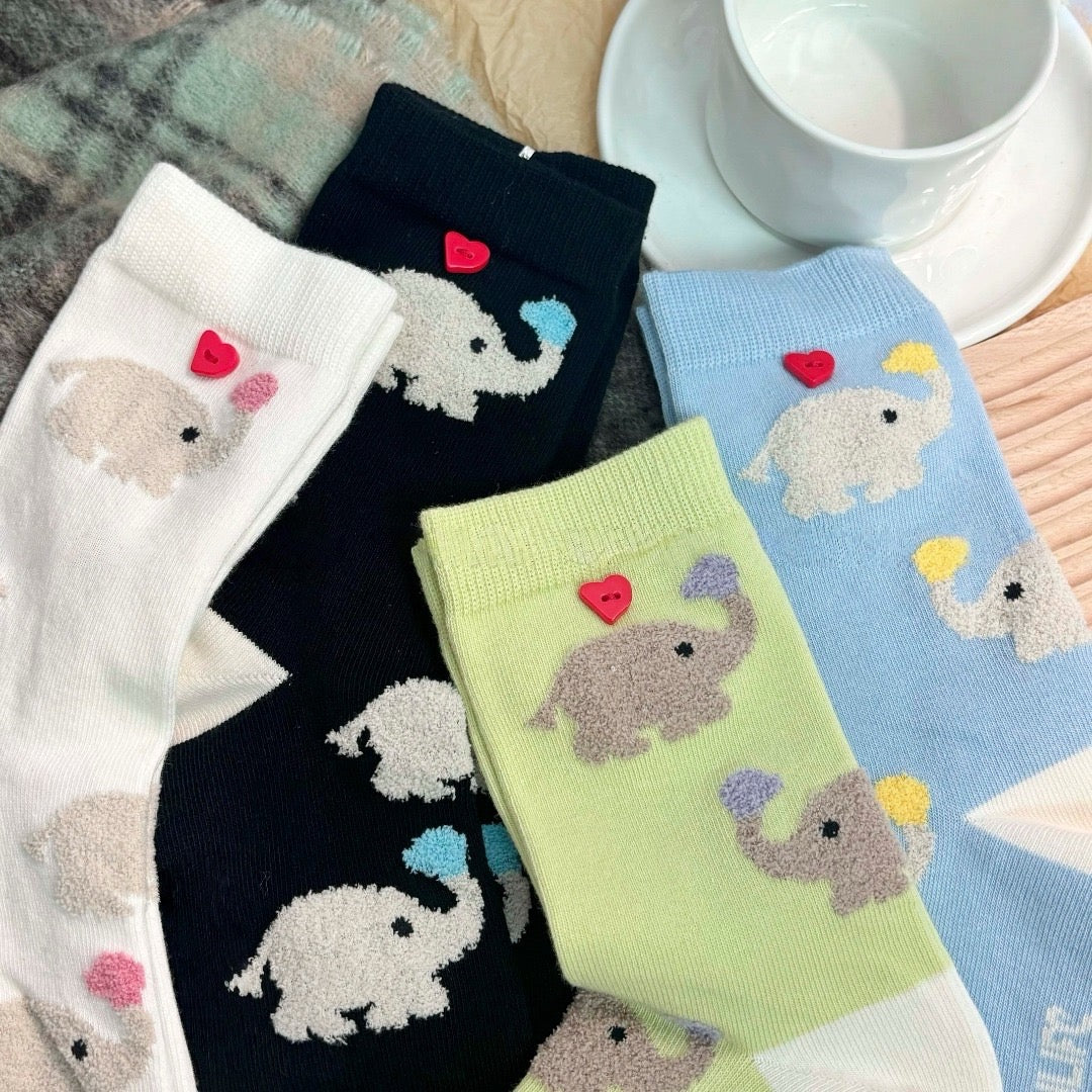Cute Plush Elephant Crew Socks