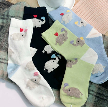 Cute Plush Elephant Crew Socks
