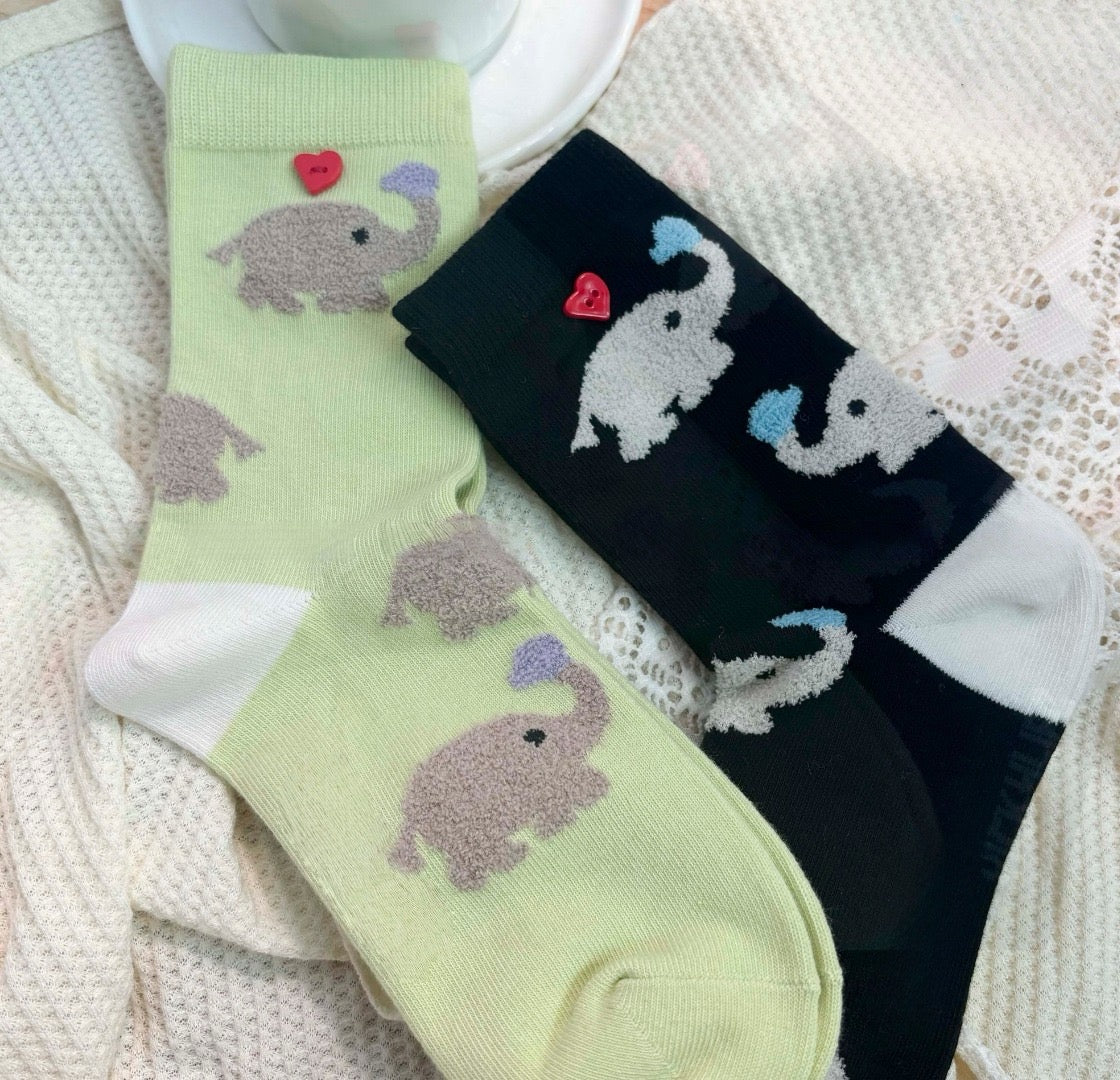 Cute Plush Elephant Crew Socks