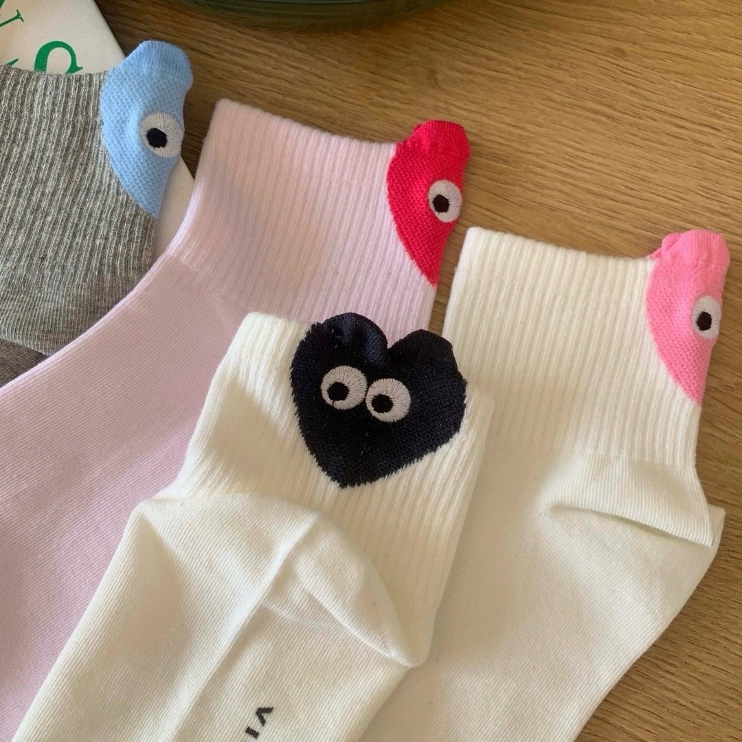 Heart Eyes Funny Quarter Socks