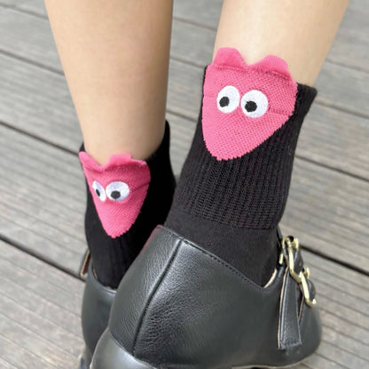 Heart Eyes Funny Quarter Socks