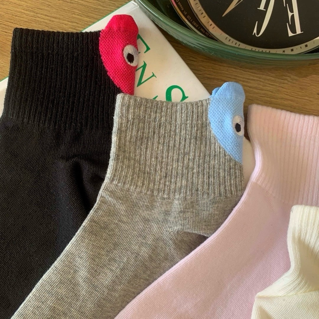 Heart Eyes Funny Quarter Socks