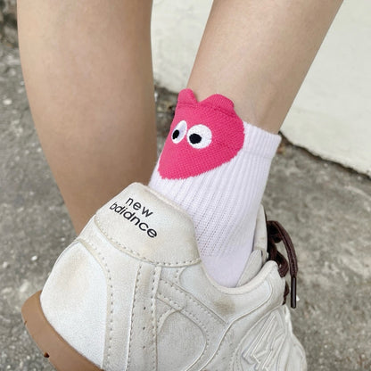 Heart Eyes Funny Quarter Socks