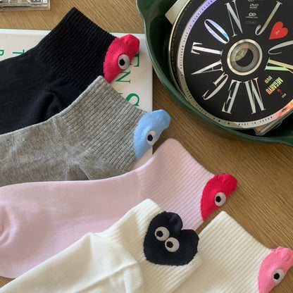 Heart Eyes Funny Quarter Socks