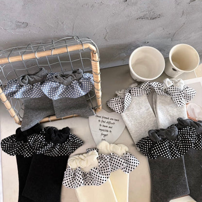 Polka Dot Lace Ruffle Crew Socks