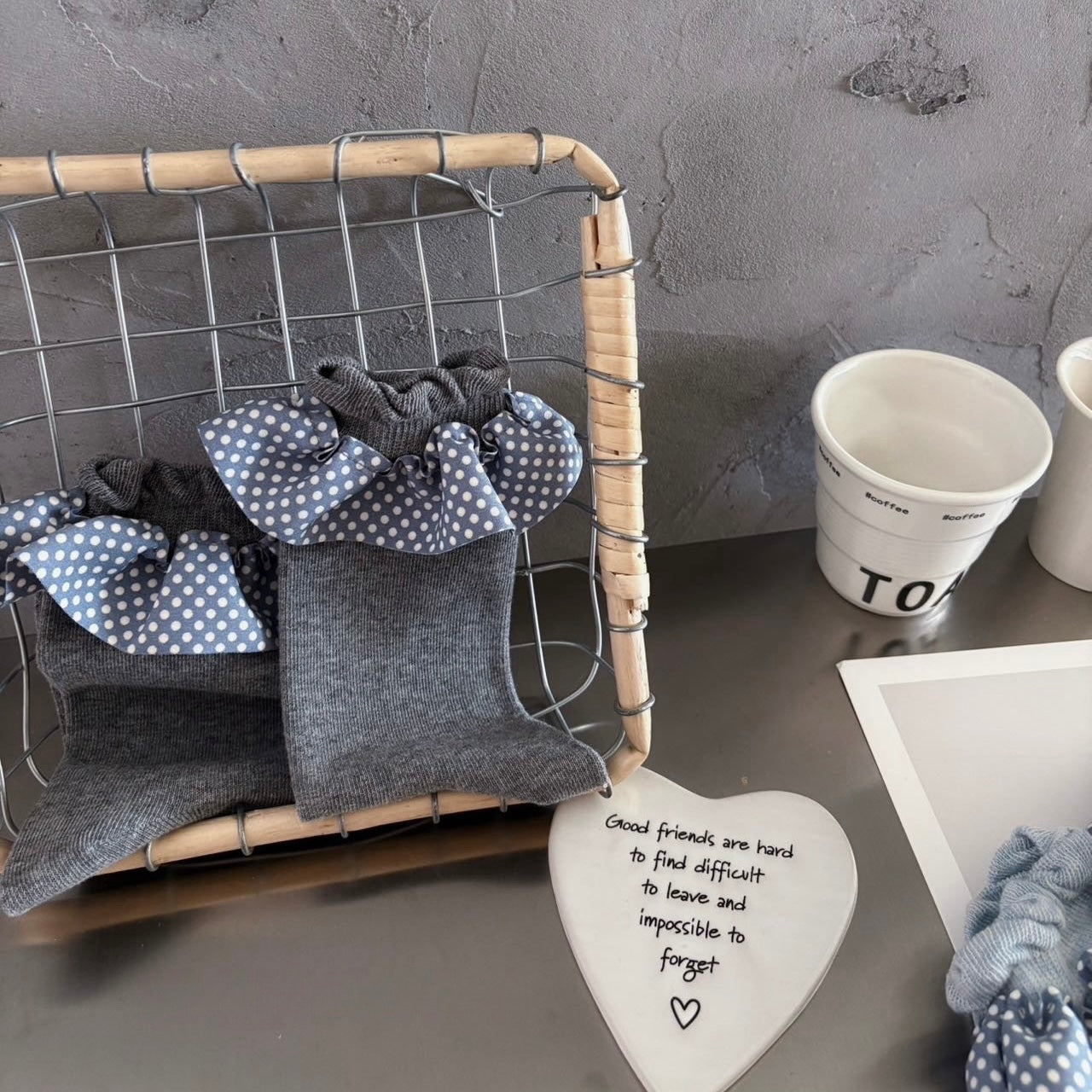 Polka Dot Lace Ruffle Crew Socks