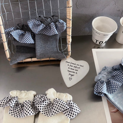 Polka Dot Lace Ruffle Crew Socks