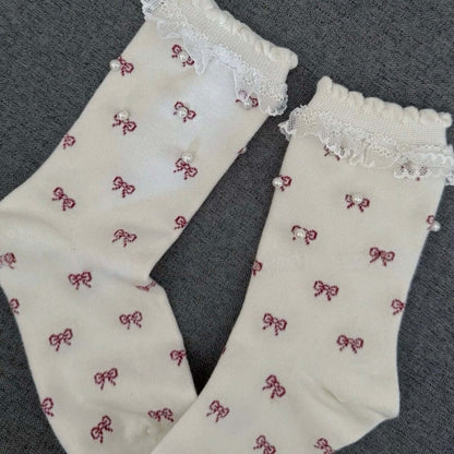 Lace Edge Women's Crew Socks - SocksParty