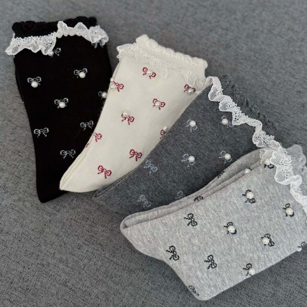 Lace Edge Women's Crew Socks - SocksParty