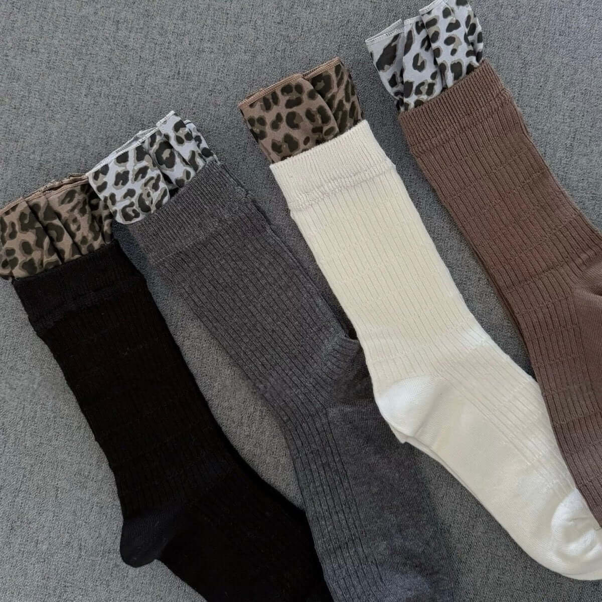 Leopard Print Ruffle Socks for Women - SocksParty