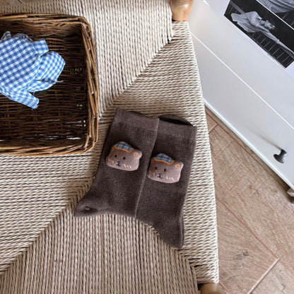 Cute 3D Plush Animal Ribbed Socks
