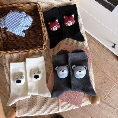 Cute 3D Plush Animal Ribbed Socks