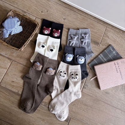 Cute 3D Plush Animal Ribbed Socks