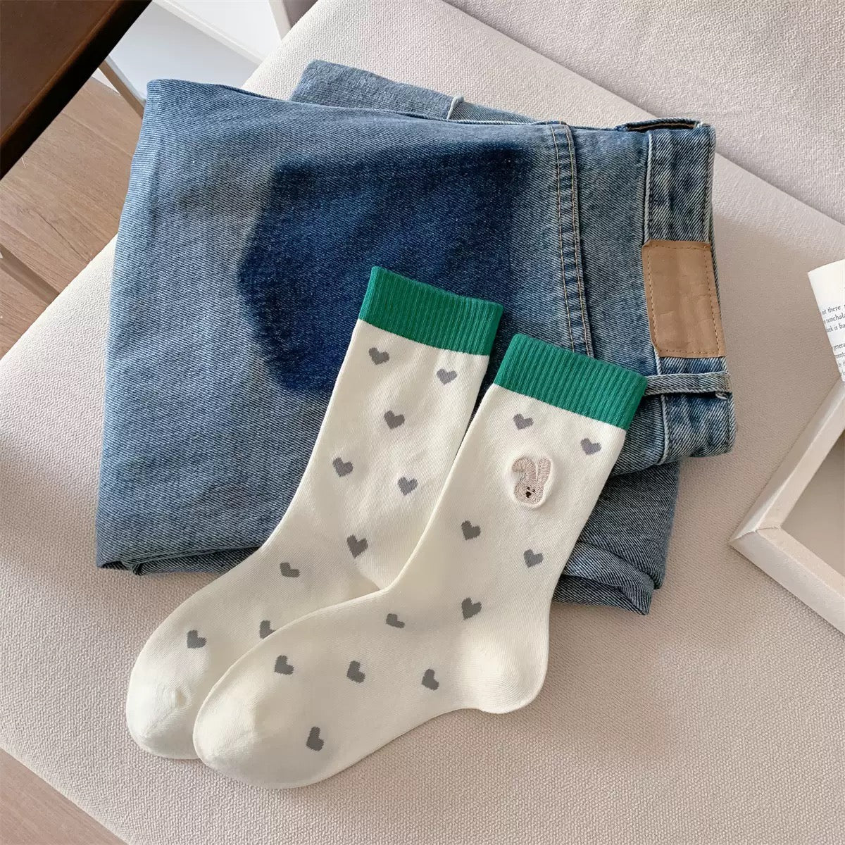 Animal Knit Vibrant Spring Crew Socks