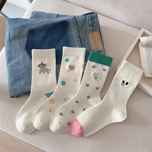 Animal Knit Vibrant Spring Crew Socks