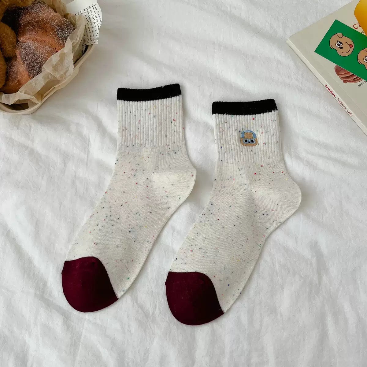 Puppy Embroidered Quarter Socks