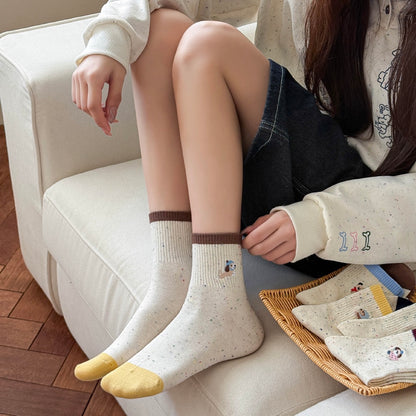 Puppy Embroidered Quarter Socks