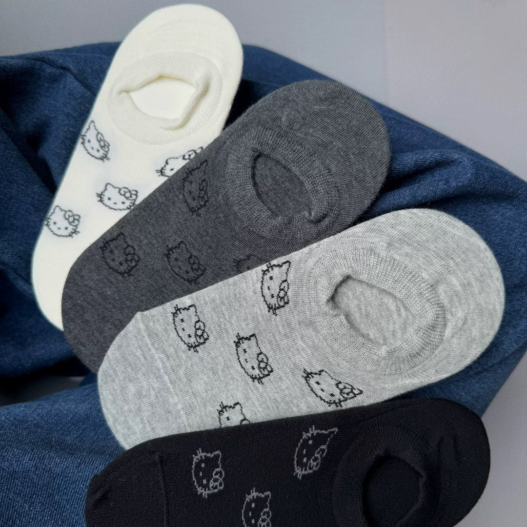 Kitty Print No-Show Socks