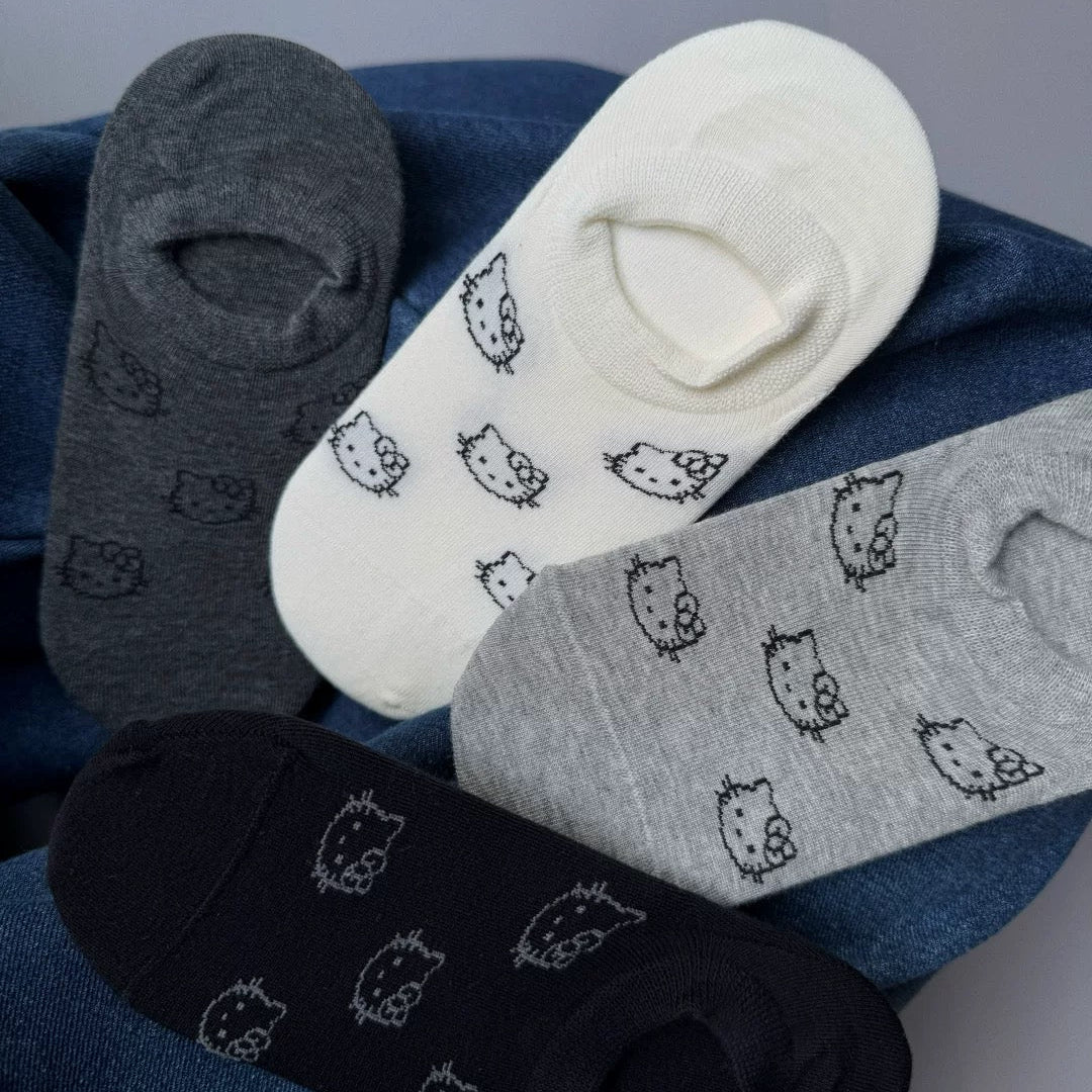 Kitty Print No-Show Socks
