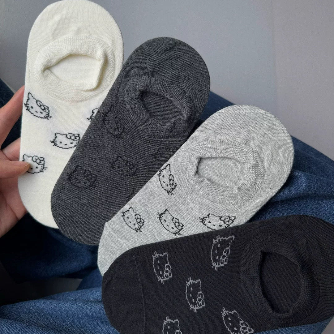 Kitty Print No-Show Socks