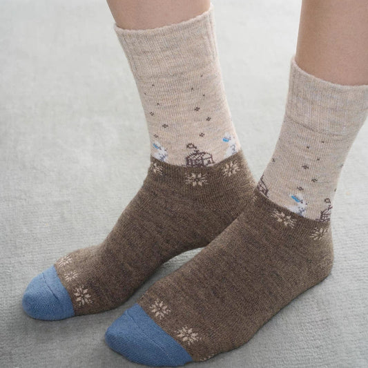 Winter Fair Isle Wool Crew Socks