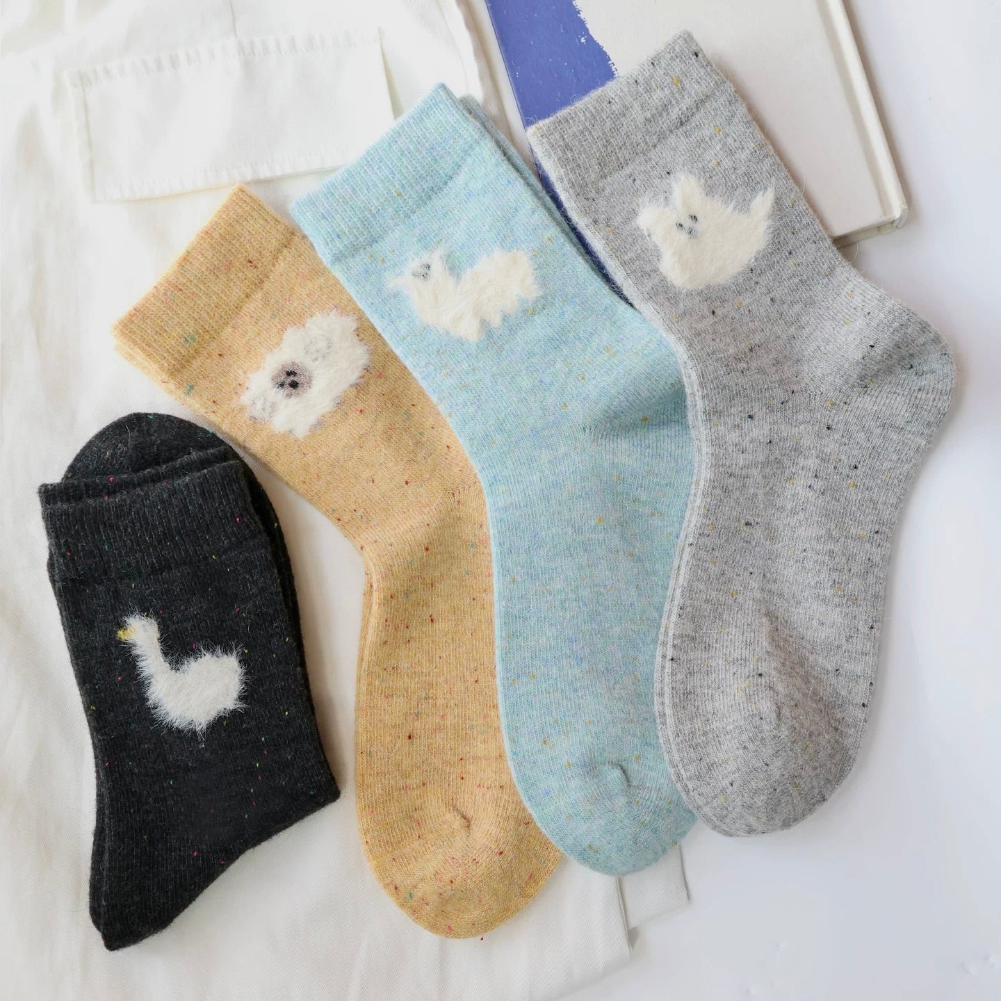 Fluffy Animal Wool Blend Socks