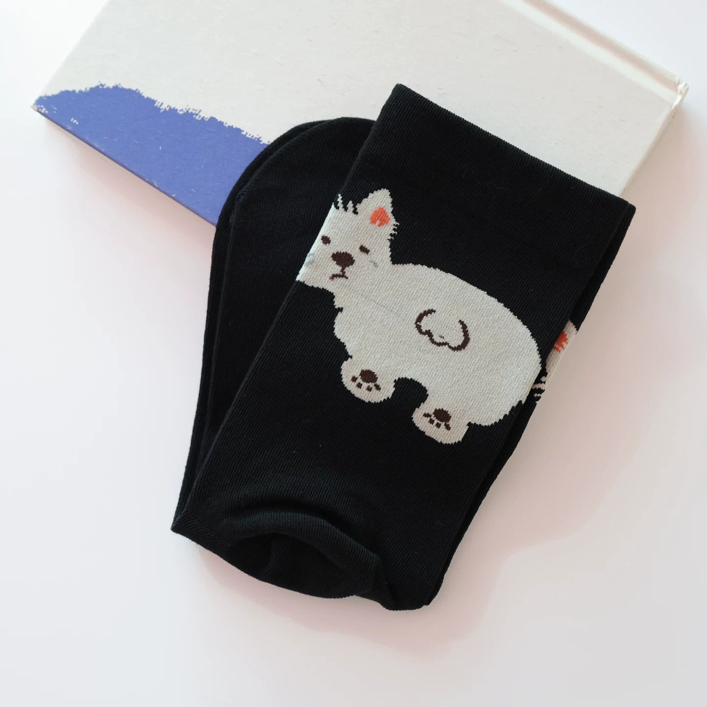 Playful Cartoon Animal Print Cotton Socks